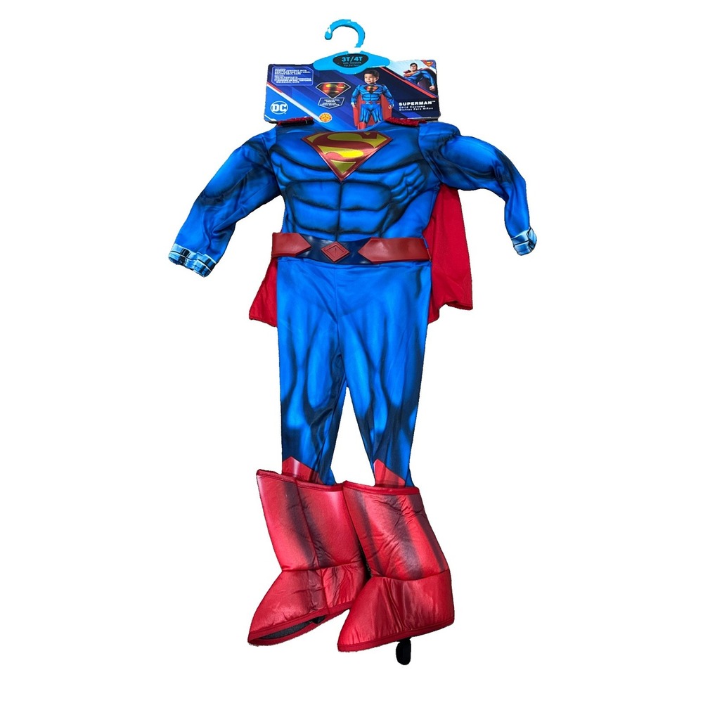 NEW W TAGS Rubies Superman Costume Muscles Pad Sz 3T- 4T Unisex Halloween Movie